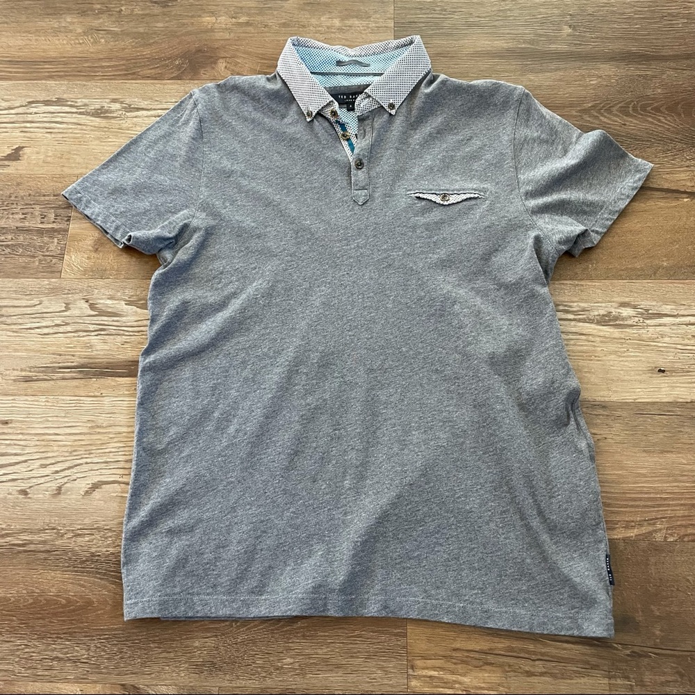 Ted Baker gray size 4 business casual polo shirt L